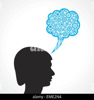 Group of gears make a speech bubble with male face stock vector Stock Vector