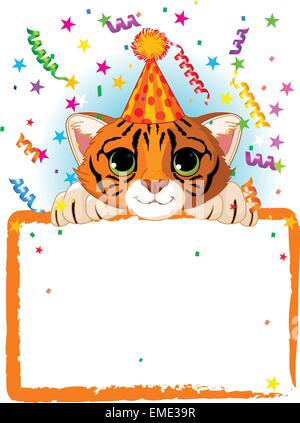 Baby Tiger Birthday Stock Vector