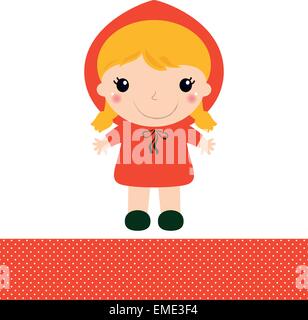 Cute Red riding hood isolated on white Stock Vector