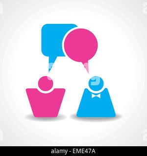 Male and female icons with dialog speech bubbles stock vector Stock Vector