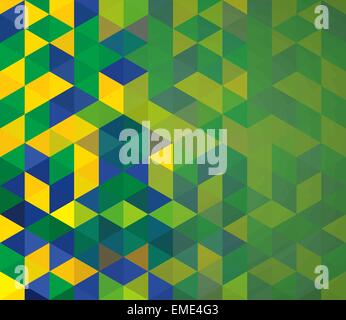 Abstract polygon background. Brazil flag colors. Vector. Stock