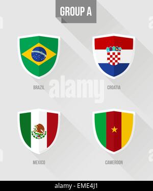 Brazil Soccer Championship 2014 Group A flags Stock Vector