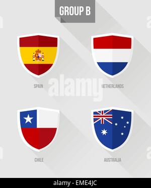 Brazil Soccer Championship 2014 Group B flags Stock Vector