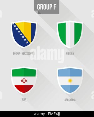 Brazil Soccer Championship 2014 Group F flags Stock Vector