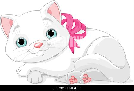 Cute white cat Stock Vector