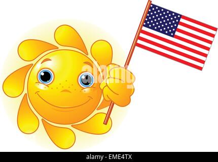 Summer Sun with American flag Stock Vector