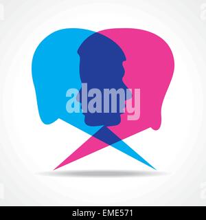 Male and female face make speech bubble stock vector Stock Vector