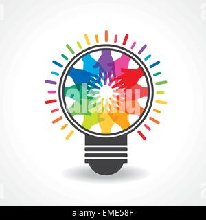 colorful hands make a light -bulb stock vector Stock Vector