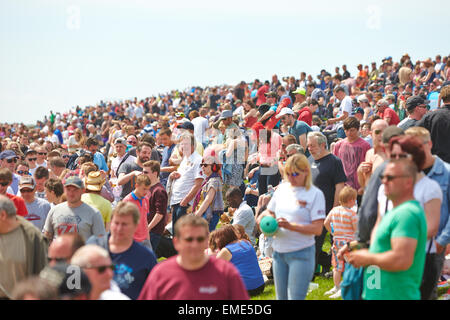 Crowd watching drag racing at the Santa Pod Raceway Stock Photo