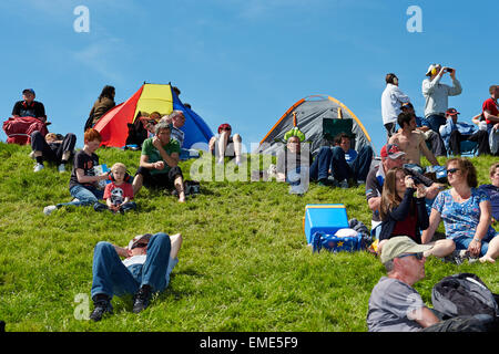 Crowd watching drag racing at the Santa Pod Raceway Stock Photo