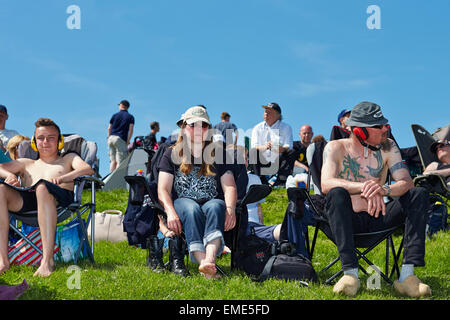 Crowd watching drag racing at the Santa Pod Raceway Stock Photo