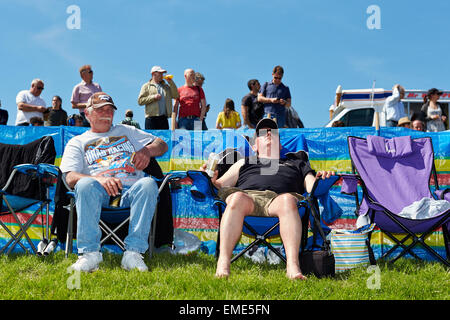 Crowd watching drag racing at the Santa Pod Raceway Stock Photo