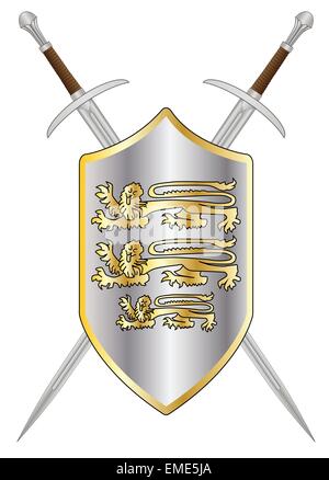 Crossed Swords and Shield Stock Vector