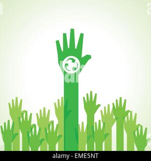 Green helping hand with recycle icon stock vector Stock Vector