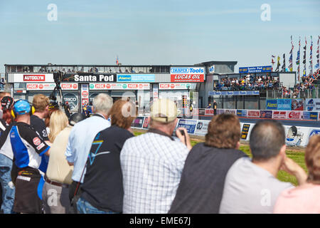 Crowd watching drag racing at the Santa Pod Raceway Stock Photo