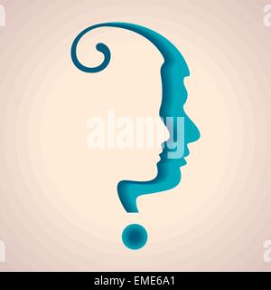 Question mark with face. Face profile silhouette icon vector ...