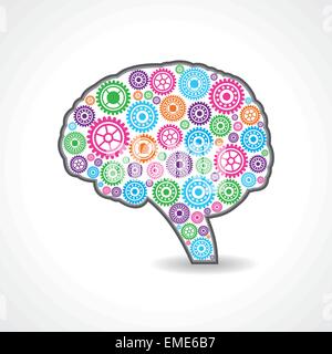 creative mind or brain with colorful gears stock vector Stock Vector