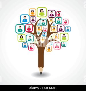 creative social people tree design concept vector Stock Vector