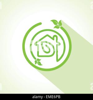 Eco home icon with leaf Stock Vector