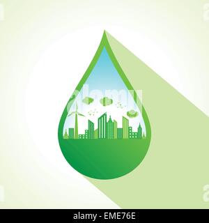 Ecology concept with water drop stock vector Stock Vector