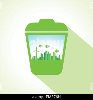 Ecology concept with recycle bin  stock vector Stock Vector
