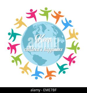 keep children's happiness, group of children all around the worl Stock Vector