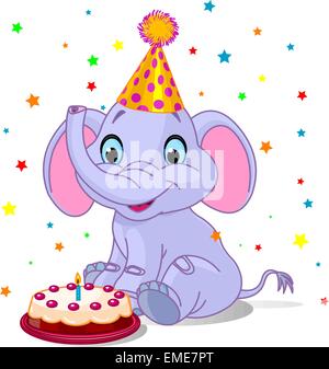 Baby elephant Birthday Stock Vector