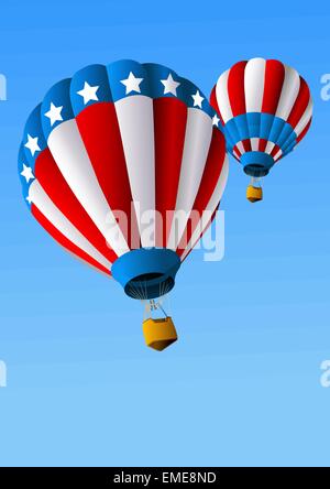 Hot Air Balloons of 4 of July Background Stock Vector