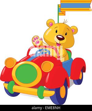 Bear sitting in Toy Car Stock Vector