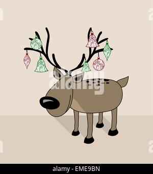 Merry Christmas funny reindeer Stock Vector