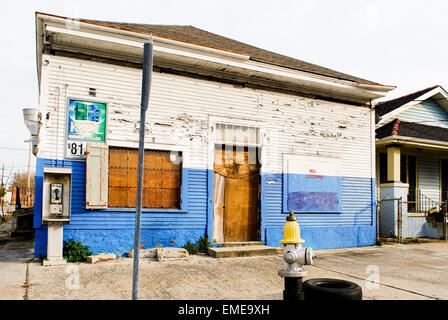 Former shop in the Lower Ninth Ward of New Orleans 5 years after Hurricane Katrina. Stock Photo