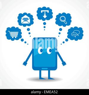 Thinking concept with tablet stock vector Stock Vector