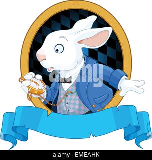 White Rabbit with watch design Stock Vector