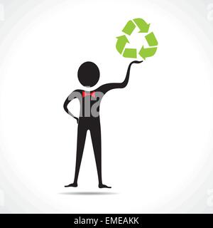Man holding a recycle icon vector Stock Vector