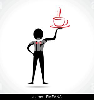 Man holding a coffee mug icon vector Stock Vector