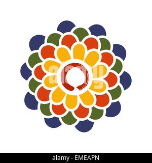 Colorful Lotus and Zen circle illustration Stock Vector