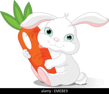 Rabbit holds giant carrot Stock Vector