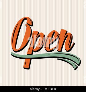 retro open sign Stock Vector