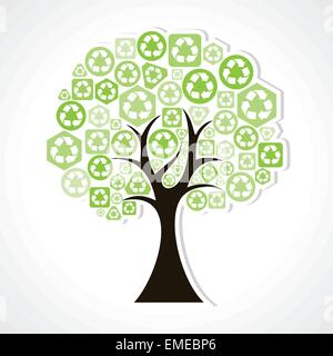 tree forming by green recycle icons Stock Vector