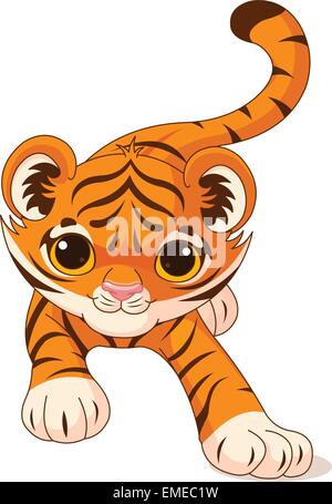 Crouching baby tiger Stock Vector