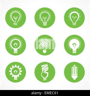 Set of electric bulb symbols and icons Stock Vector