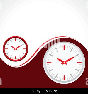 clock with red background Stock Vector