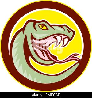 Rattle Snake Head Circle Cartoon Stock Vector