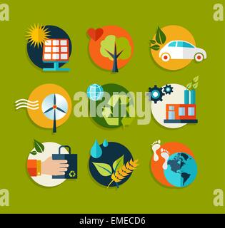 Flat design ecology icon set in ui colors. Vector illustration Stock ...