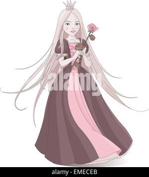 Vector illustration of a beautiful blond princess in pink dress Stock ...