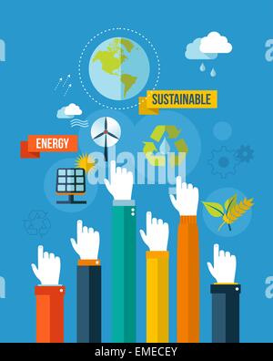 Go green sustainable energy concpet illustration Stock Vector