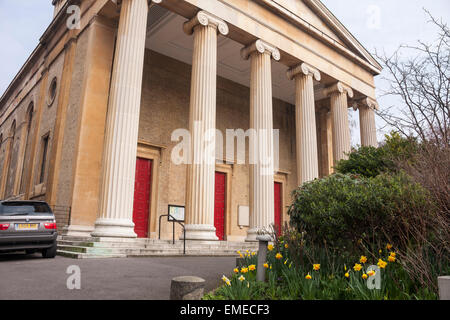 Exterior shot showing the pillars at the front entrance of St Peter's Church, Eaton Square, London, UK Stock Photo