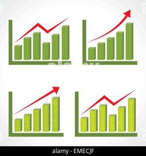 Set of different business graph with rising arrow Stock Vector