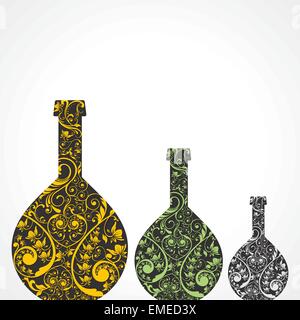 Creative floral wine bottles stock vector Stock Vector