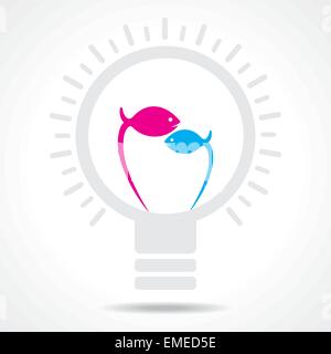 Blue and pink fish make filament of  an electric light bulb stock vector Stock Vector
